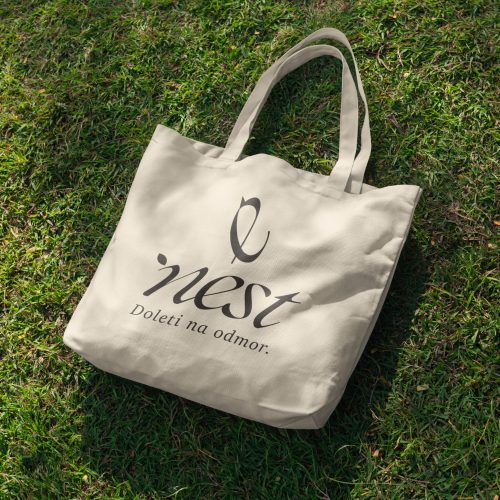 Dropped Tote Bag on Grass Mockup